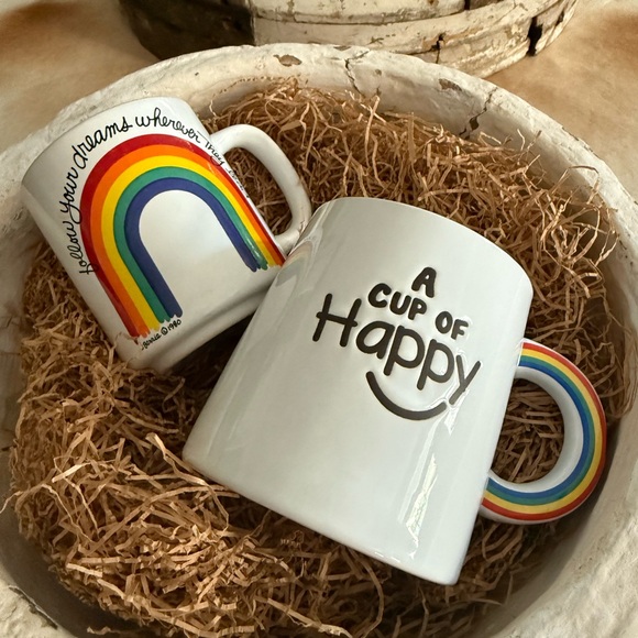 Vintage Other - (2) Rainbow Mug Set - A Cup of Happy